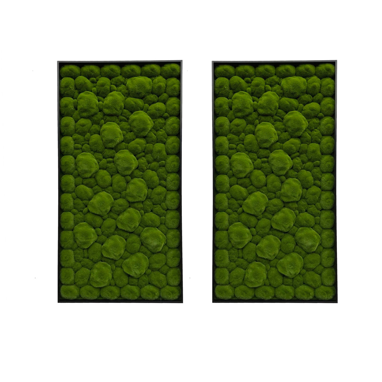 Artificial bun moss wall rectangle art panel aluminium black - 2 x 100x50cm frames