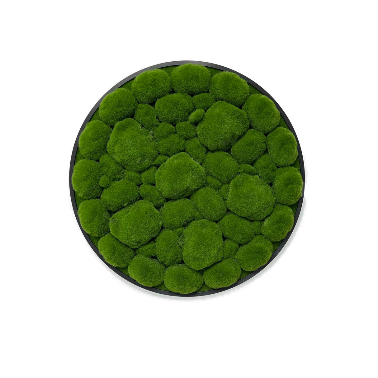 Artificial bun moss wall circular art panel aluminium Black - 50cm