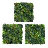 Combo of 3 x  artificial green wall panel with variegated green foliage small yellow leaves and oyster plants 100x100 cm