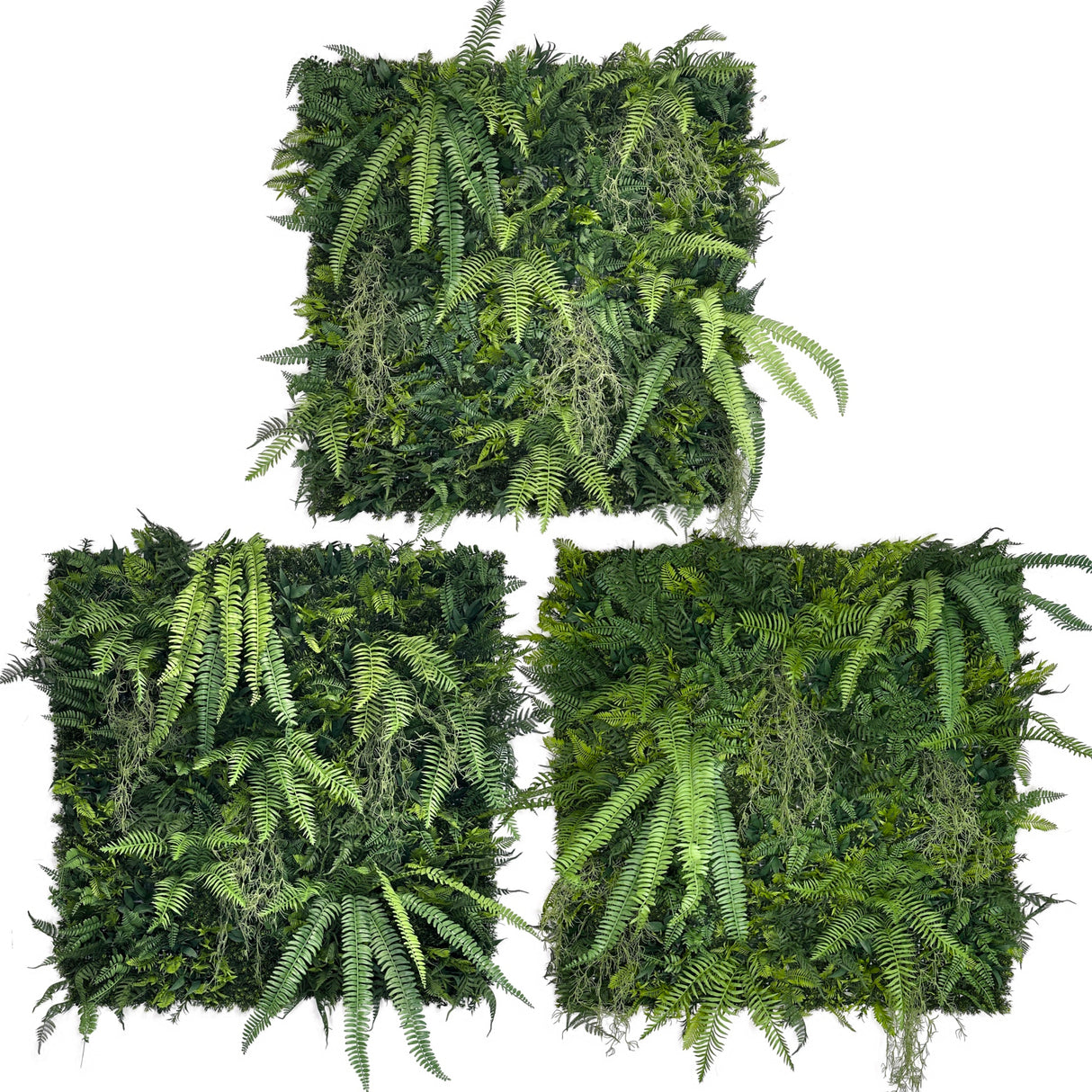 Combo of 3 x 1m2 FR artificial tropical Jungle green wall panels with green foliage