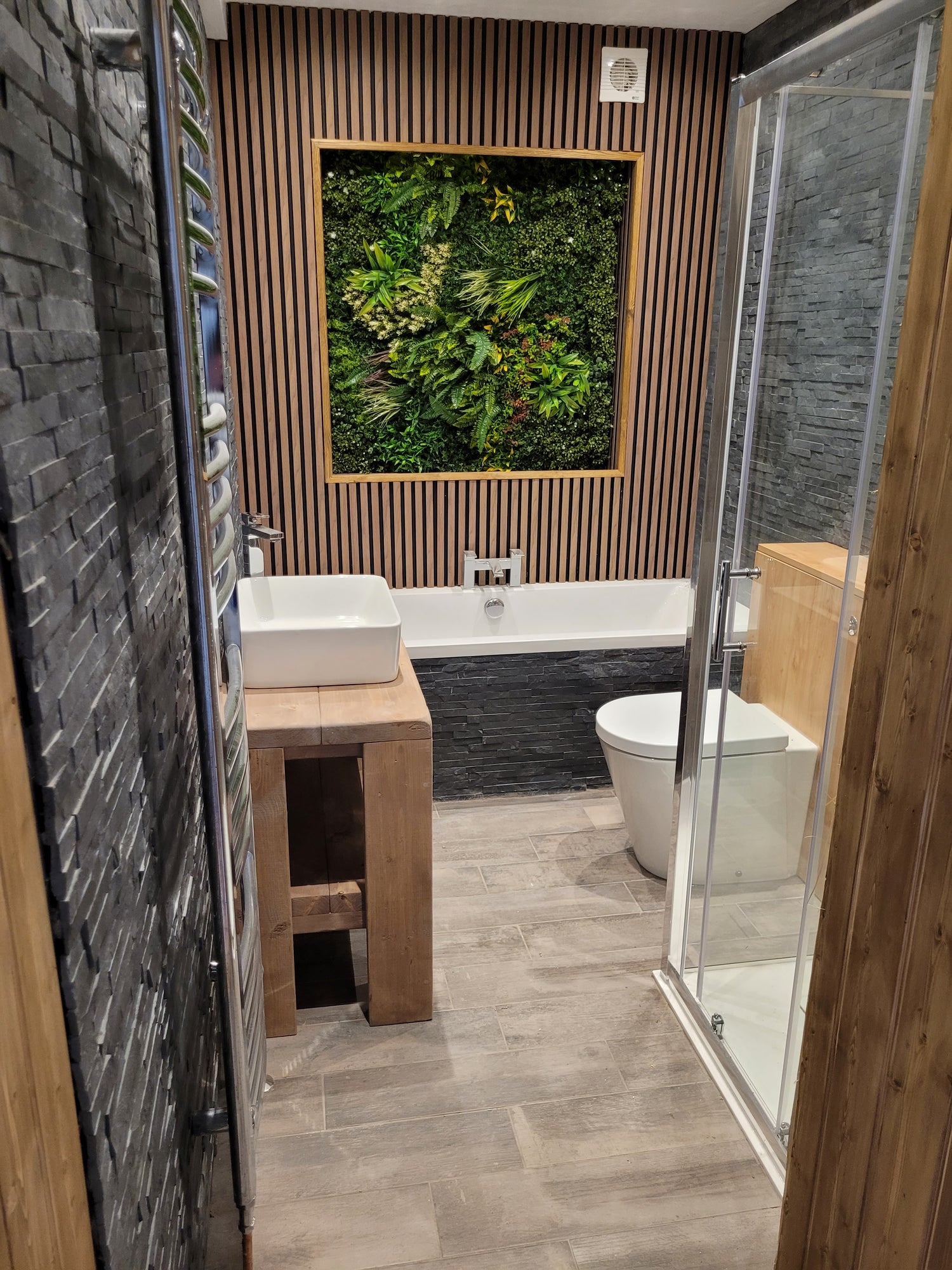 Combo of 3 x Artificial green wall panel with variegated mixed green yellow red orange and white foliage