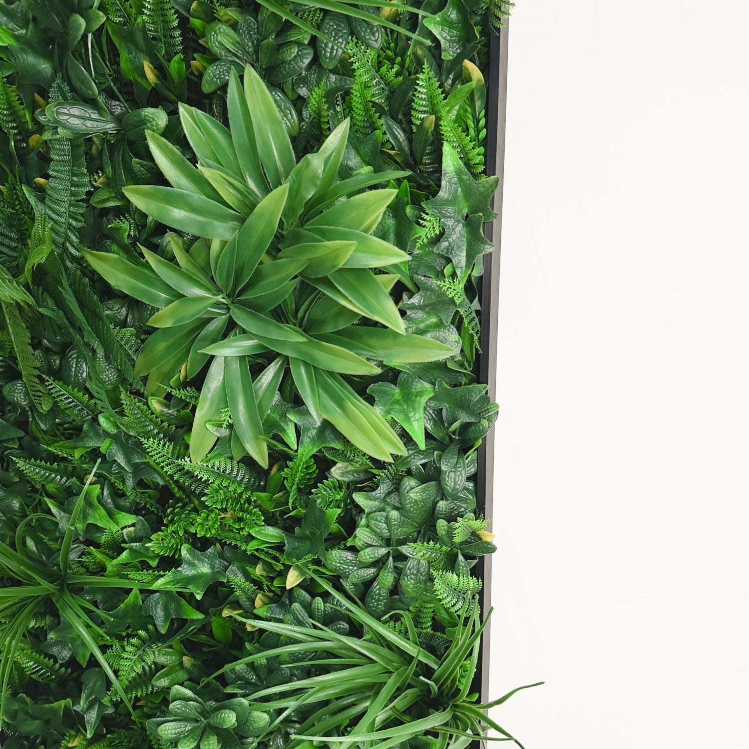 Artificial green foliage wall rectangle art panel aluminium black - 100x50cm