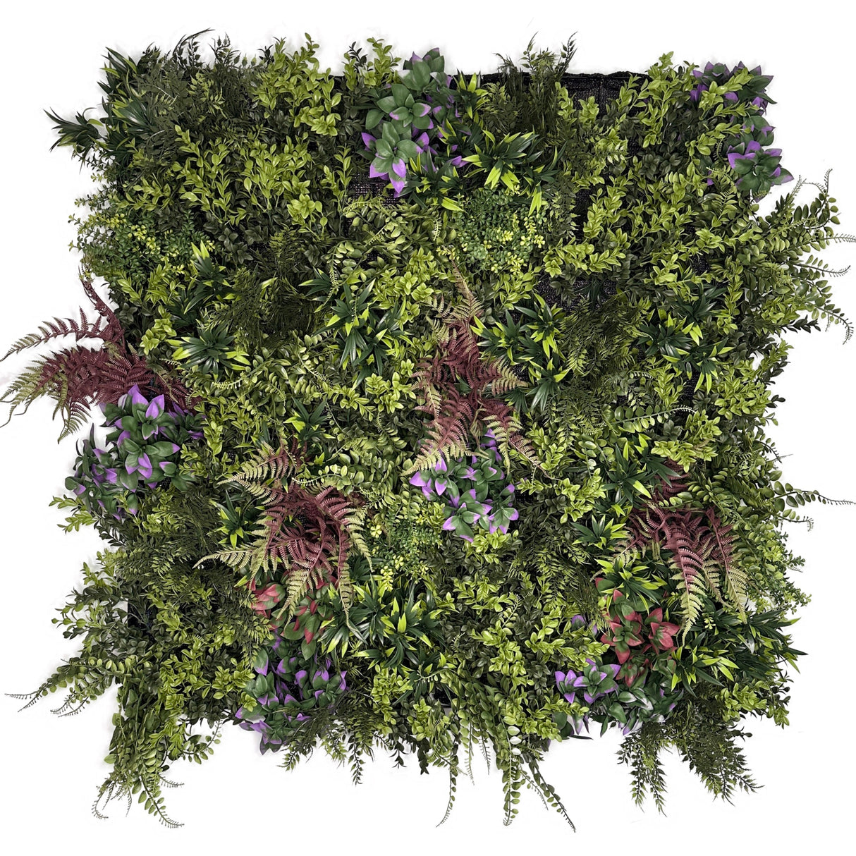 Ultra realistic FR artificial plant wall with green yellow purple foliage 100x100cm panel PW32CFR100