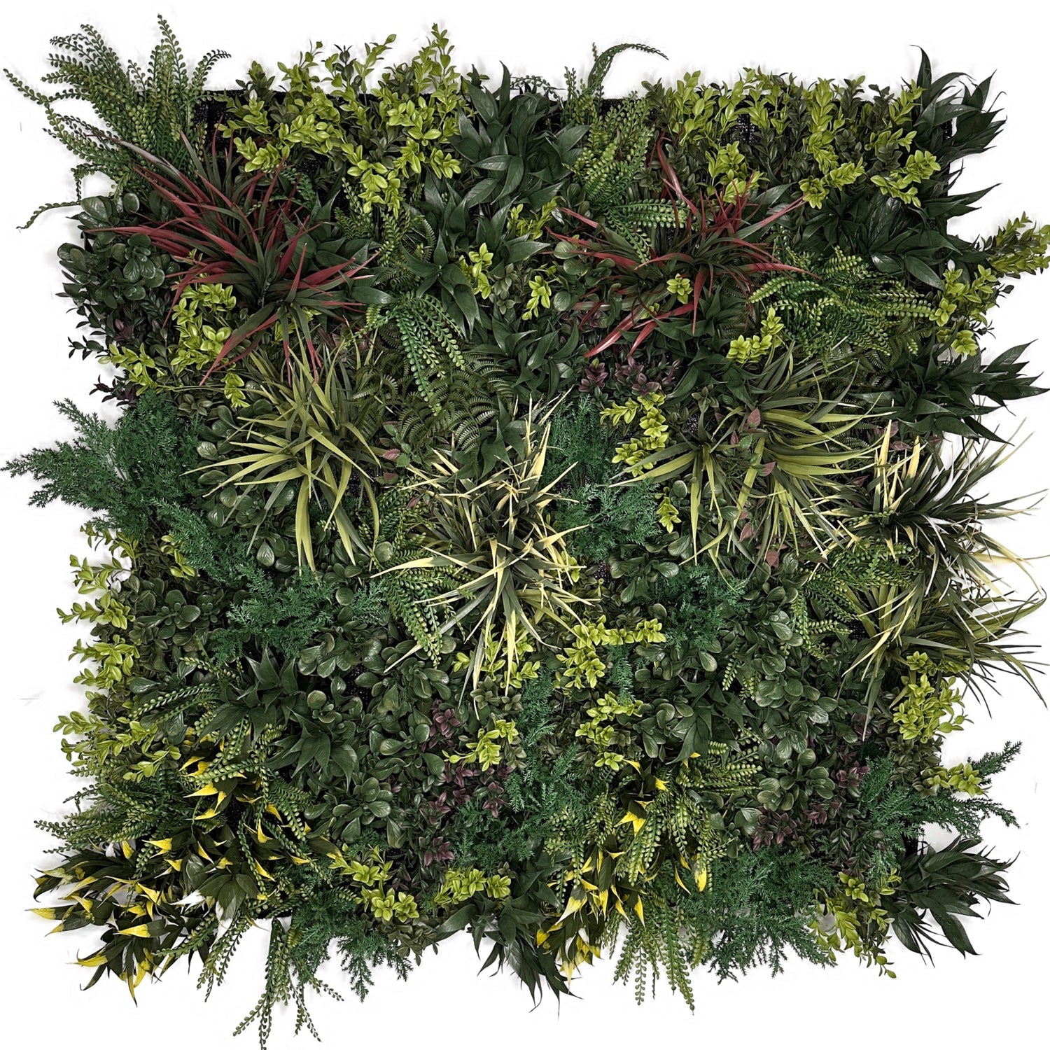 Ultra realistic FR artificial green wall with green yellow red purple and white foliage 100x100cm panel PW38AFR100