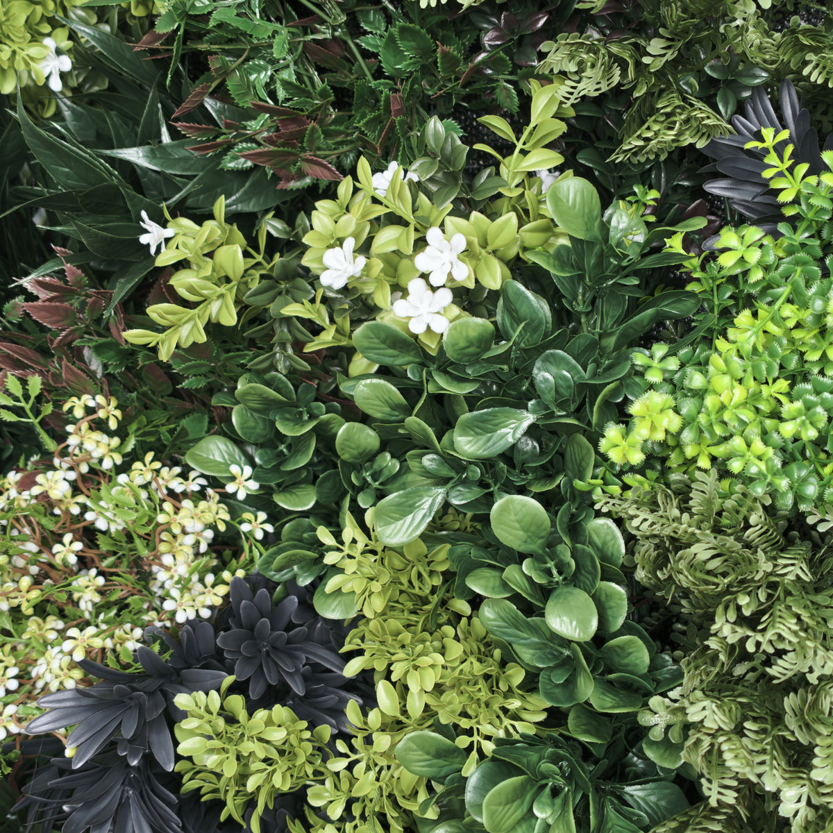 Premium Artificial 3D plant wall FR with green yellow and red foliage - 80x80cm PW61FR