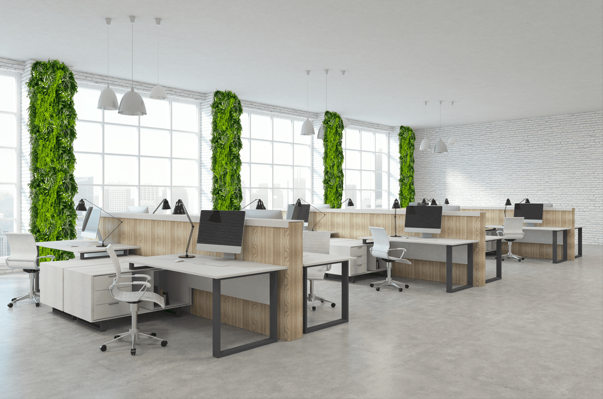 Artificial hanging green foliage strips with cascading leaves for ceiling or wall
