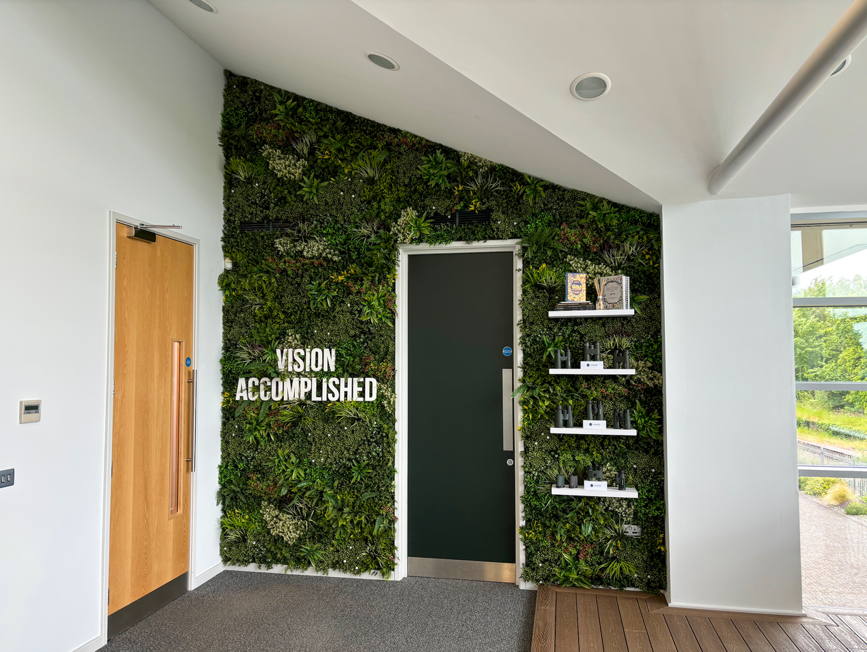 Combo of 3 x Artificial green wall panel with variegated mixed green yellow red orange and white foliage