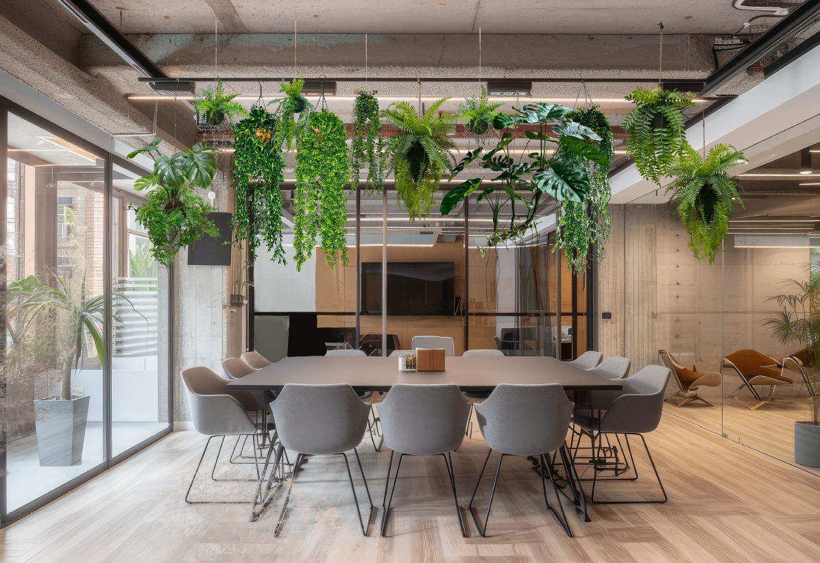 Artificial trailing rue plant  in basket 120cm