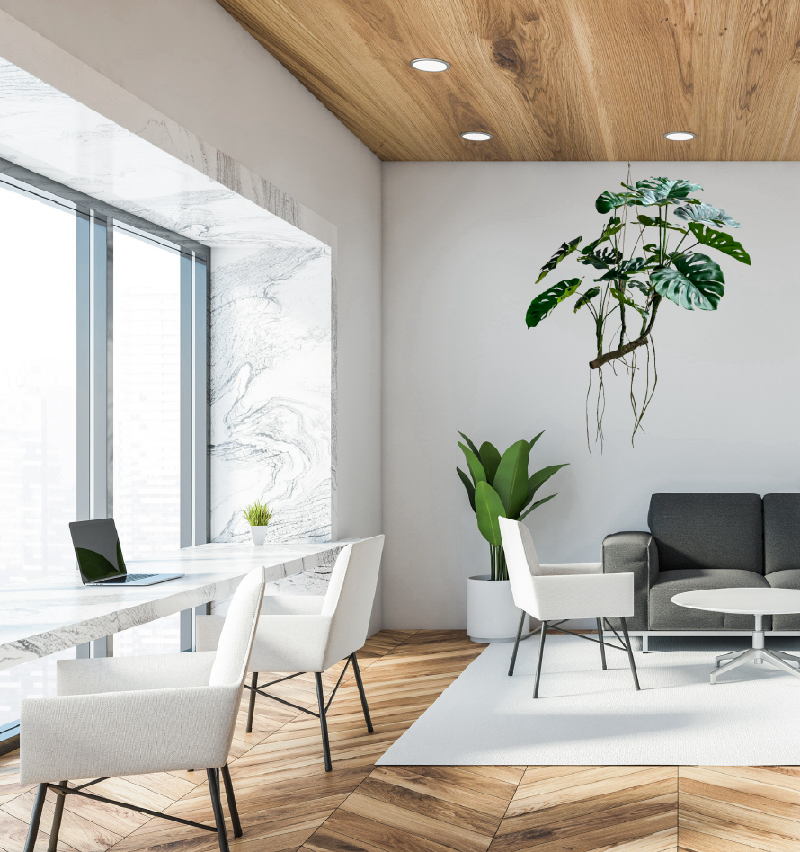 Artificial large hanging branched monstera with trailing roots 120cm wide