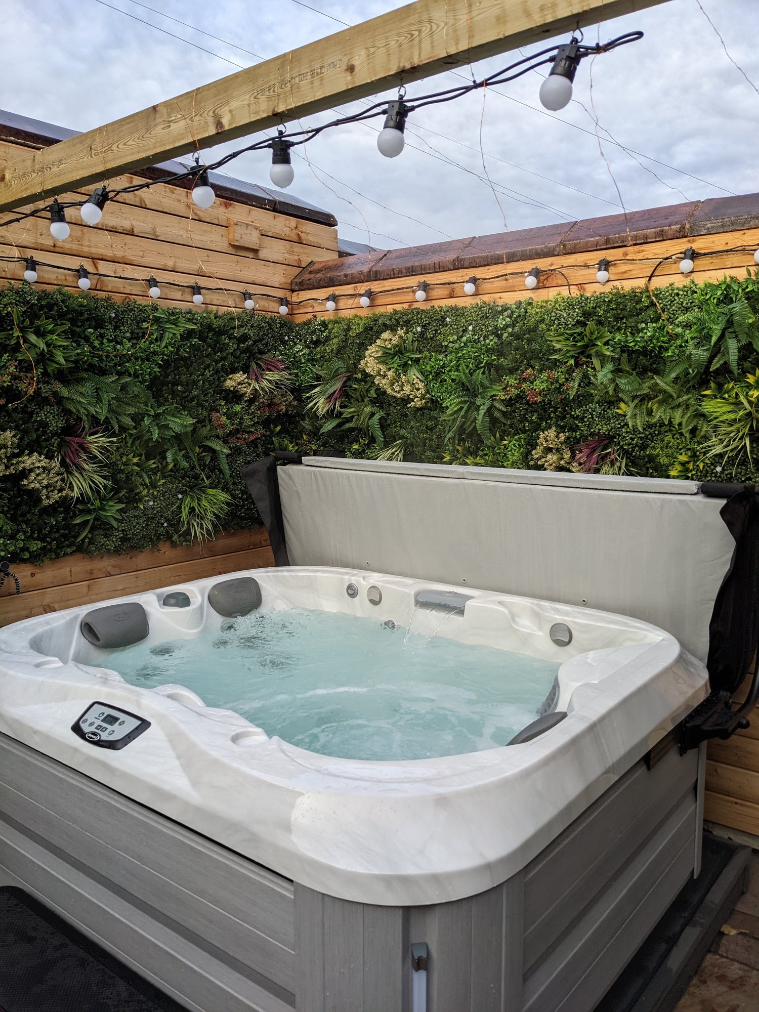 Combo of 3 x Artificial green wall panel with variegated mixed green yellow red orange and white foliage