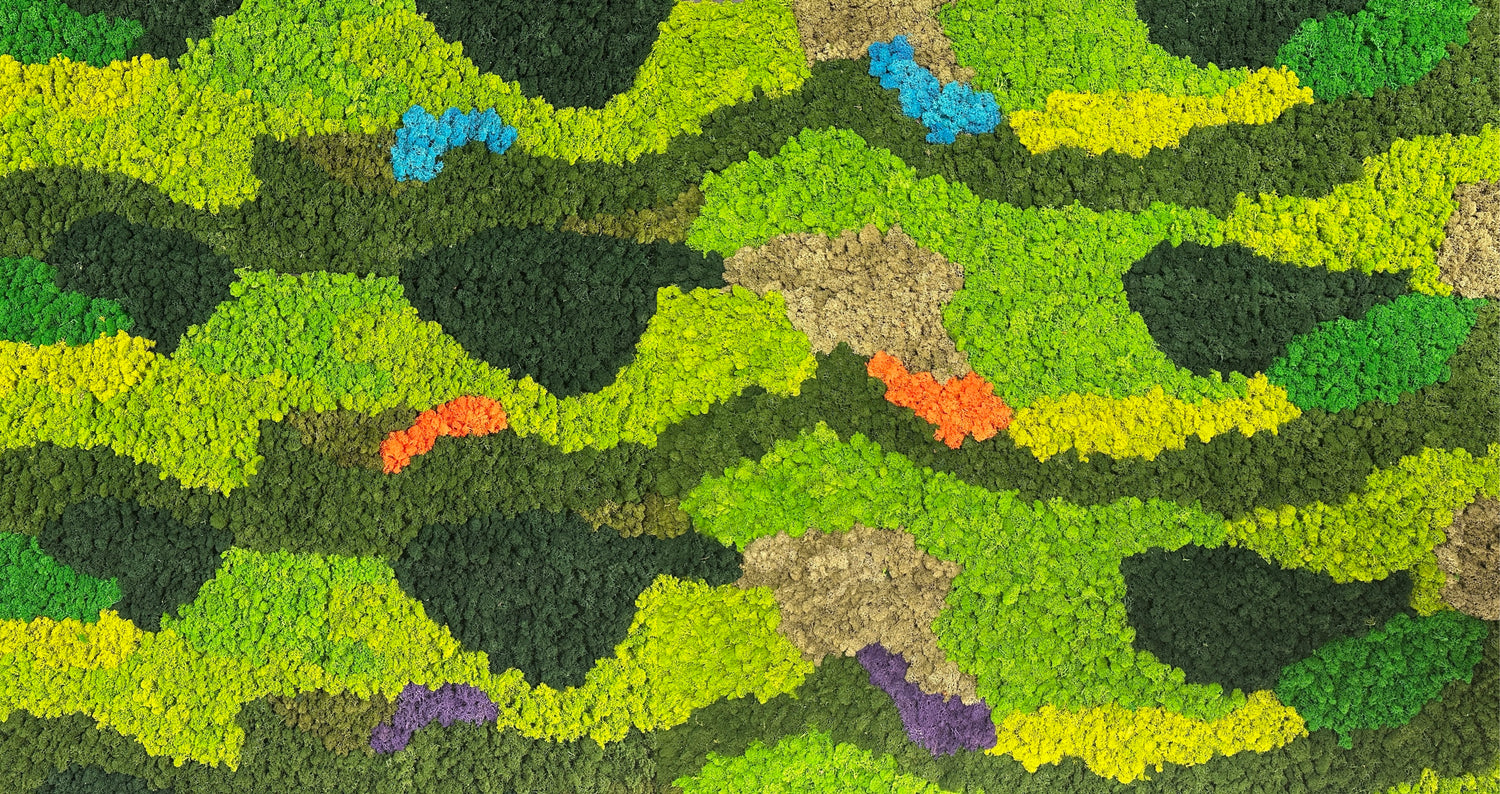 Premium preserved reindeer moss - mixed green and pink 0.5 x 3m self adhesive panel