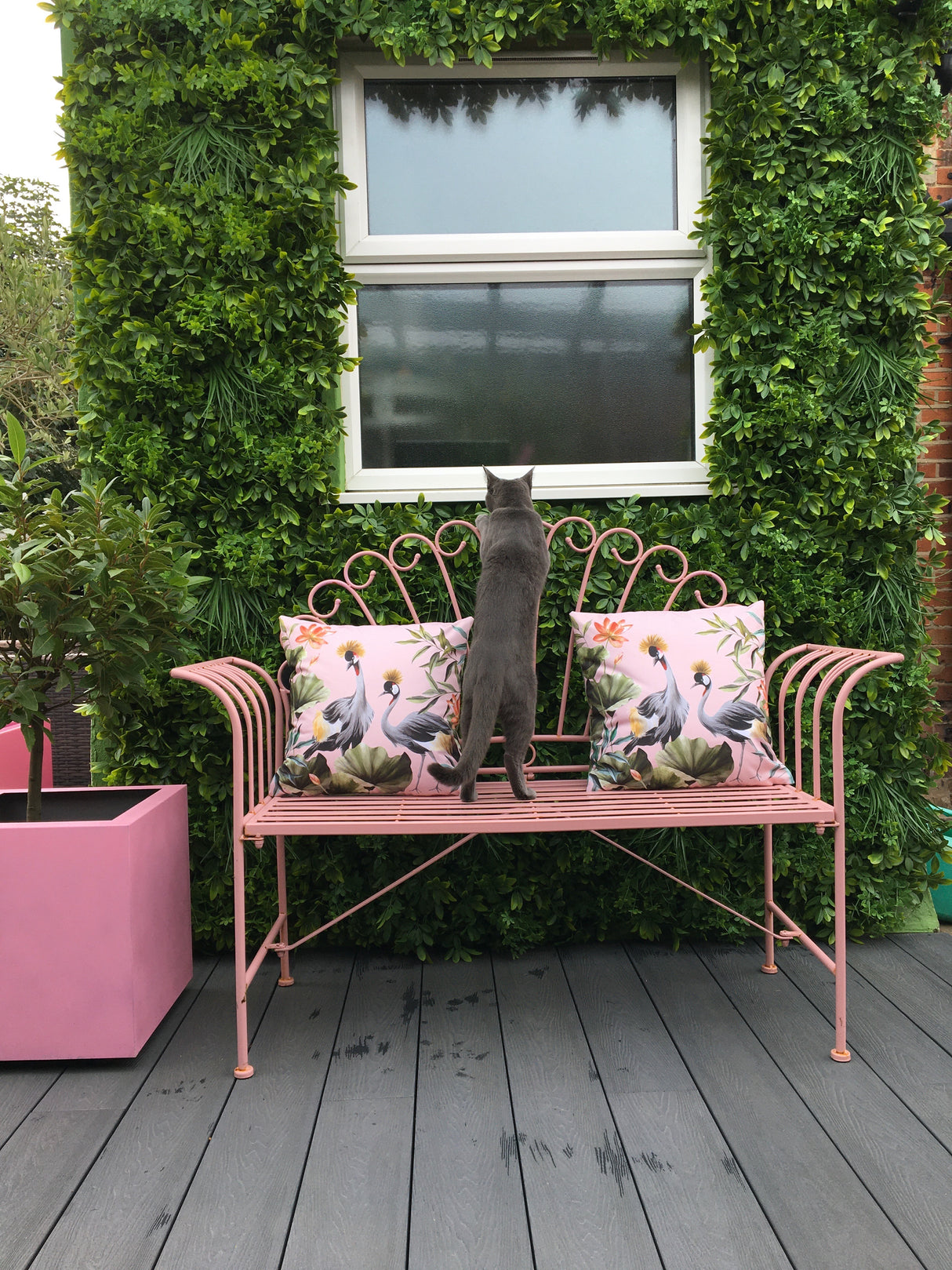 Artificial green wall panel with mixed 3d light-dark green foliage with scheffleras 100x100 cm