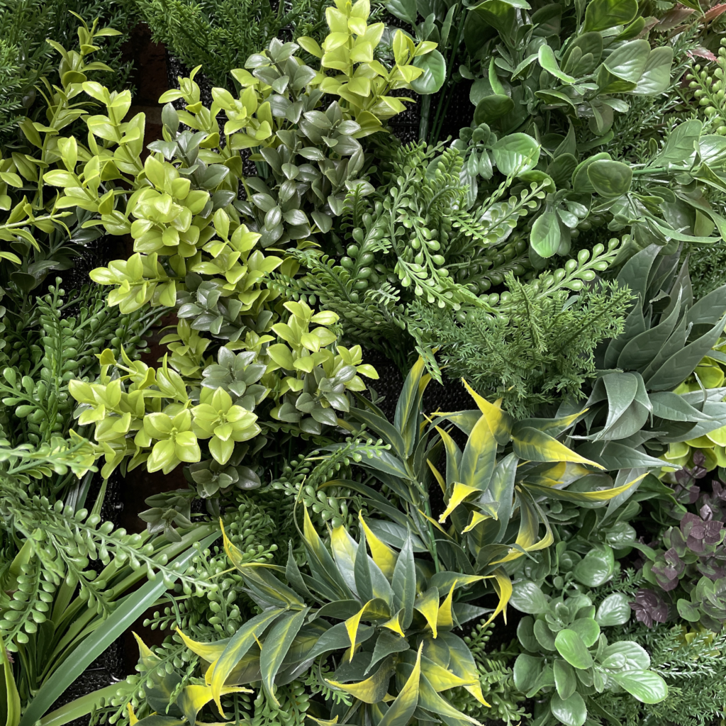 Ultra realistic Combo panel PW38C - Artificial 3D plant wall with green with yellow red purple and white foliage 100x50cm