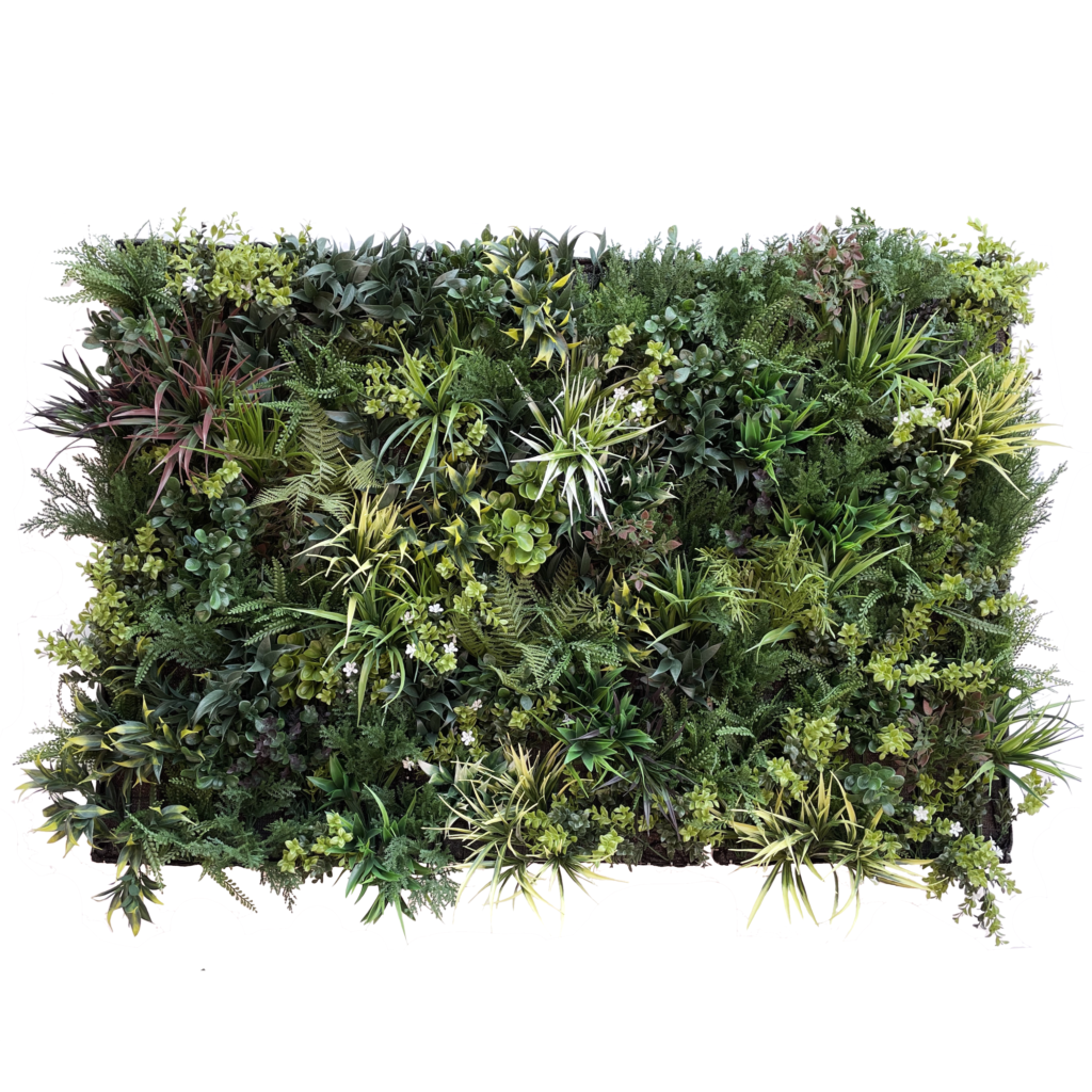 Ultra realistic 3D PW38 combo - 3 x artificial 3D plant wall with green with yellow red purple and white foliage 100x50cm