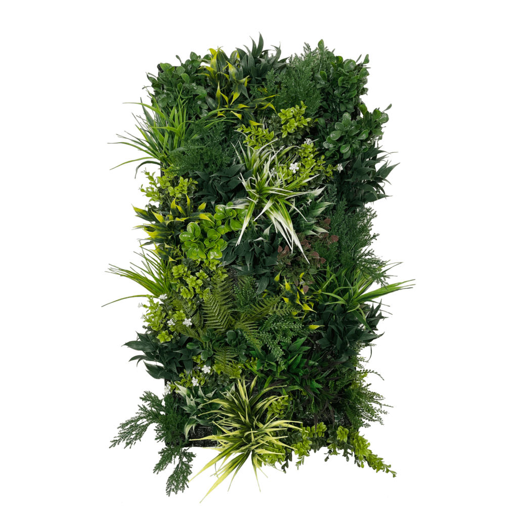 Artificial 3D plant wall panel with mixed green and yellow foliage, 3D leaves