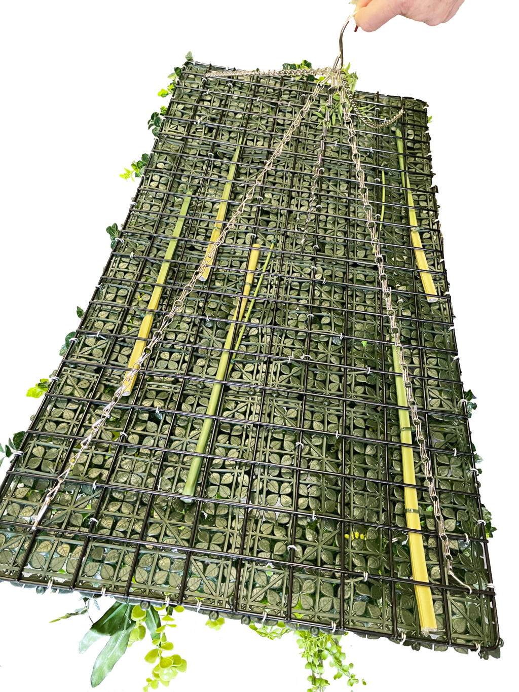 Flowering jungle tropical artificial 3D plant wall with Birds of Paradise, white flowering palms ,lush green trailing foliage 100x50cm Ceiling or Wall