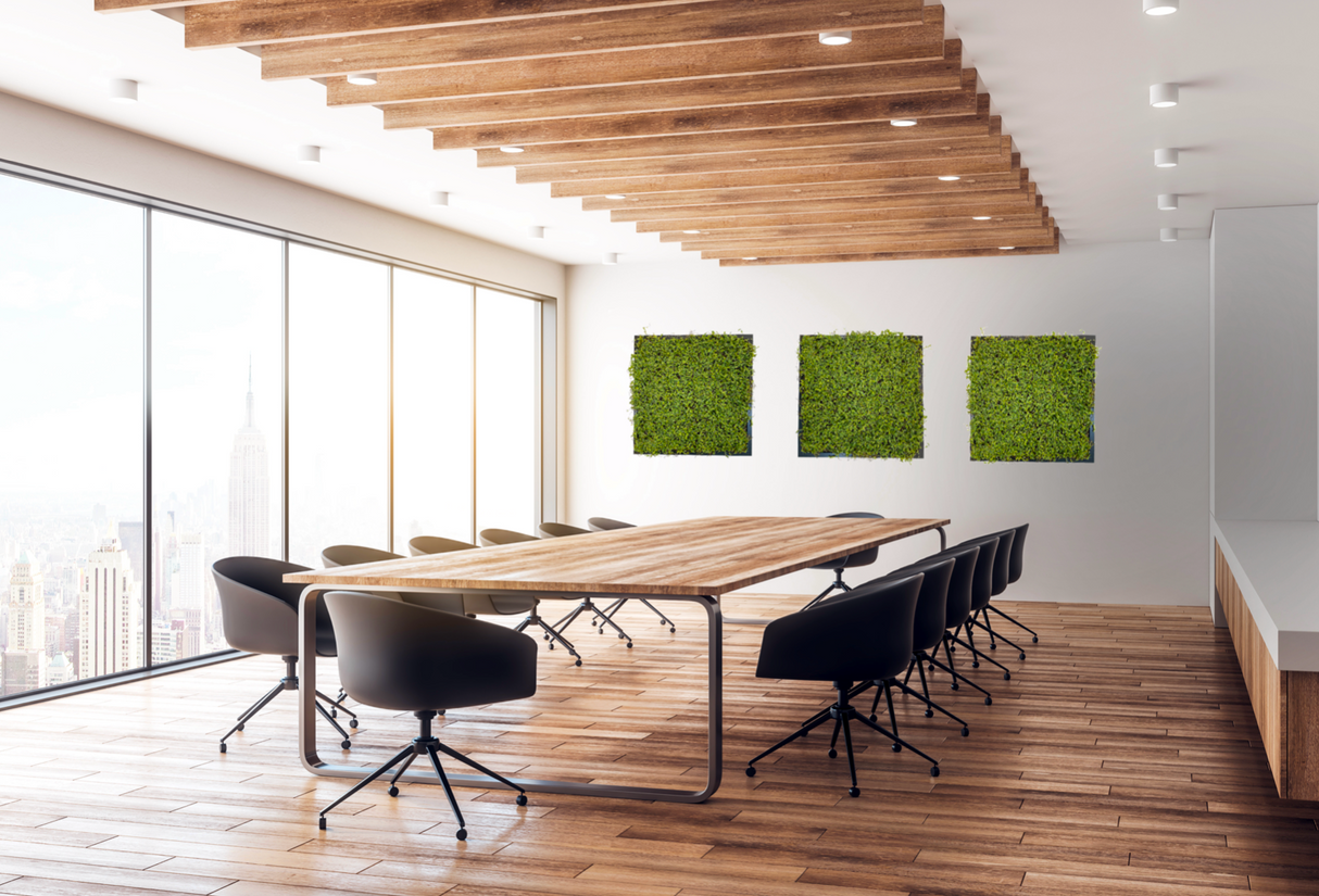 Artificial twig moss wall square art panel MDF white - 50cm