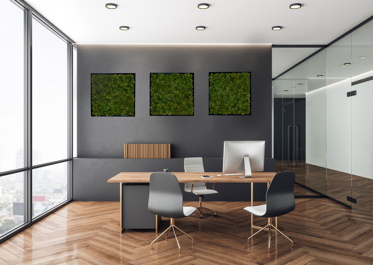 Artificial reindeer moss wall square art panel MDF White - 50cm