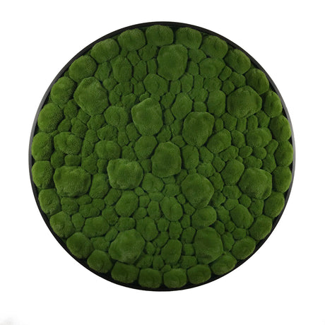 Artificial bun moss wall circular art panel MDF Black - 80cm