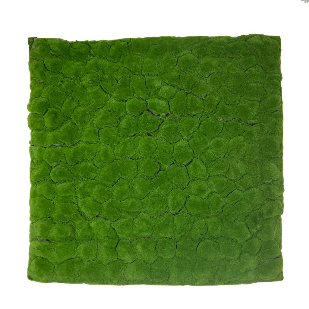 Artificial green moss panel with dense tufted texture, square 1m x 1m