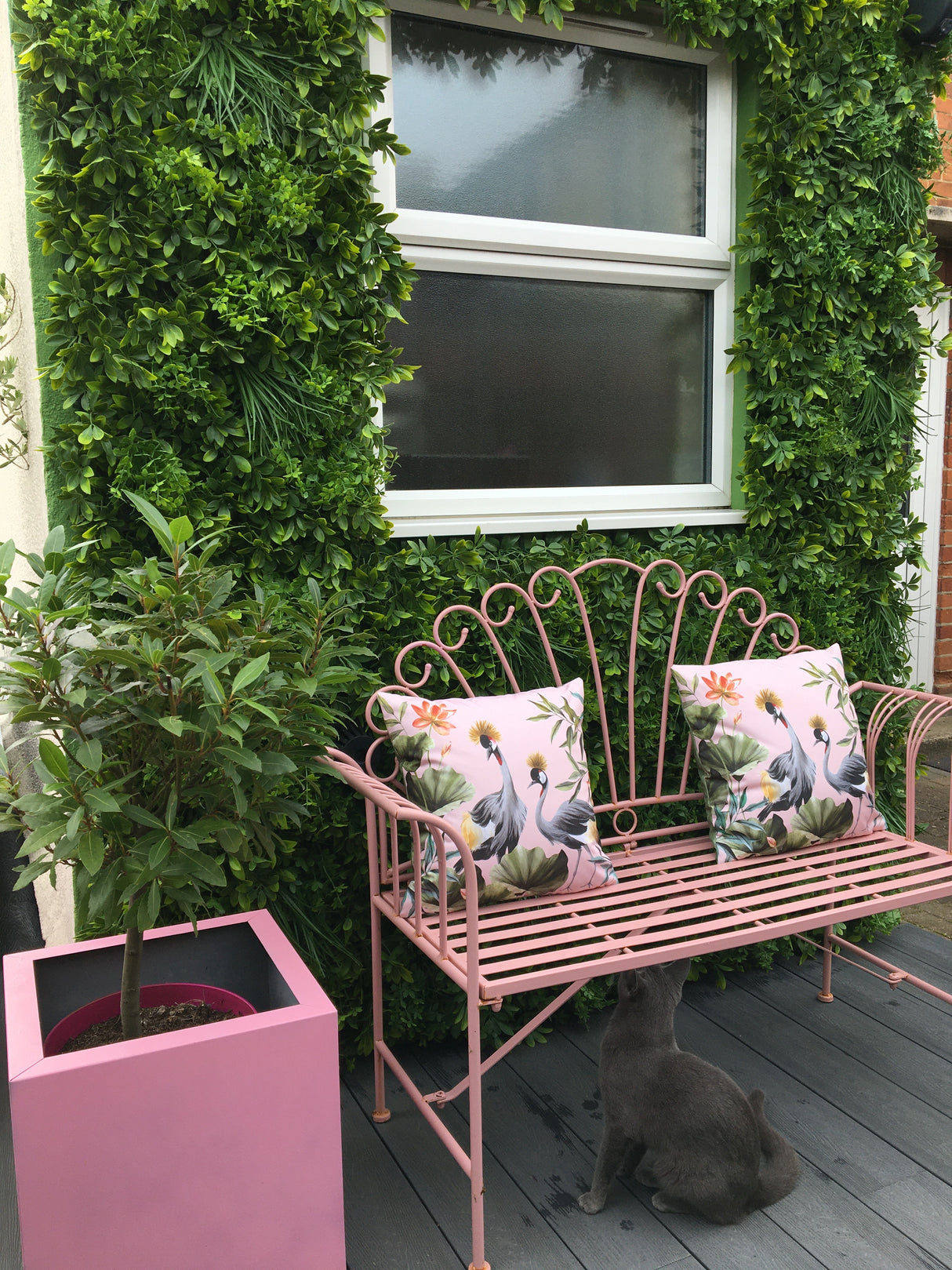 Artificial green wall panel with mixed 3d light-dark green foliage 100x100 cm