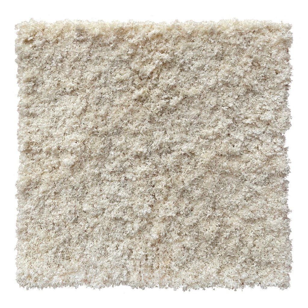 Artificial moss panel square, light beige shag pile surface