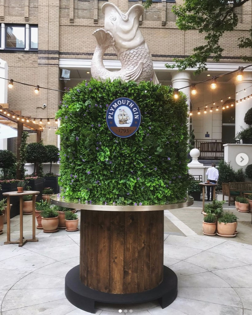 Artificial green wall mixed plant panel with purple flowers 100x100 cm - www.greenplantwalls.co.uk