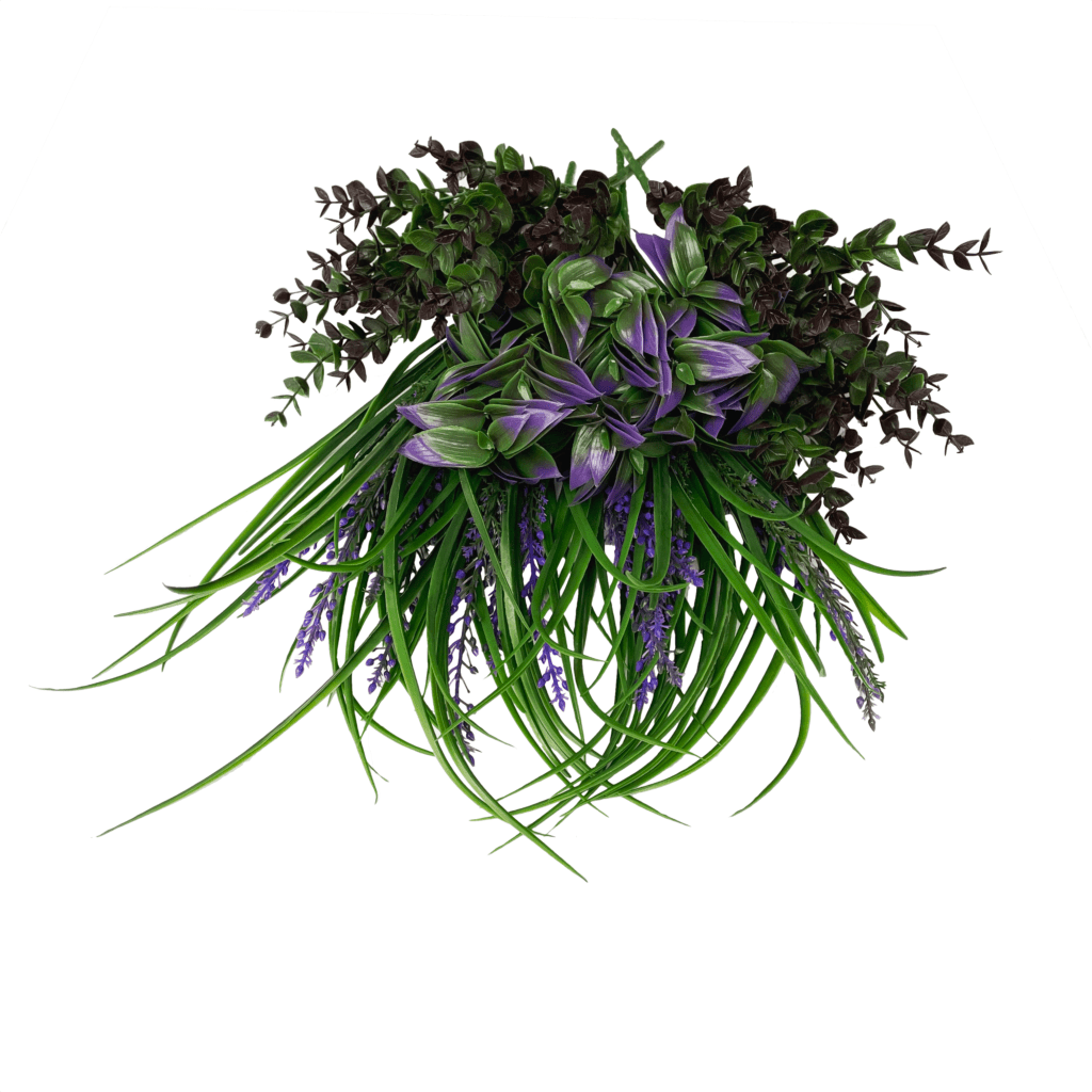 Bundle of purple and green plants with long purple leaves