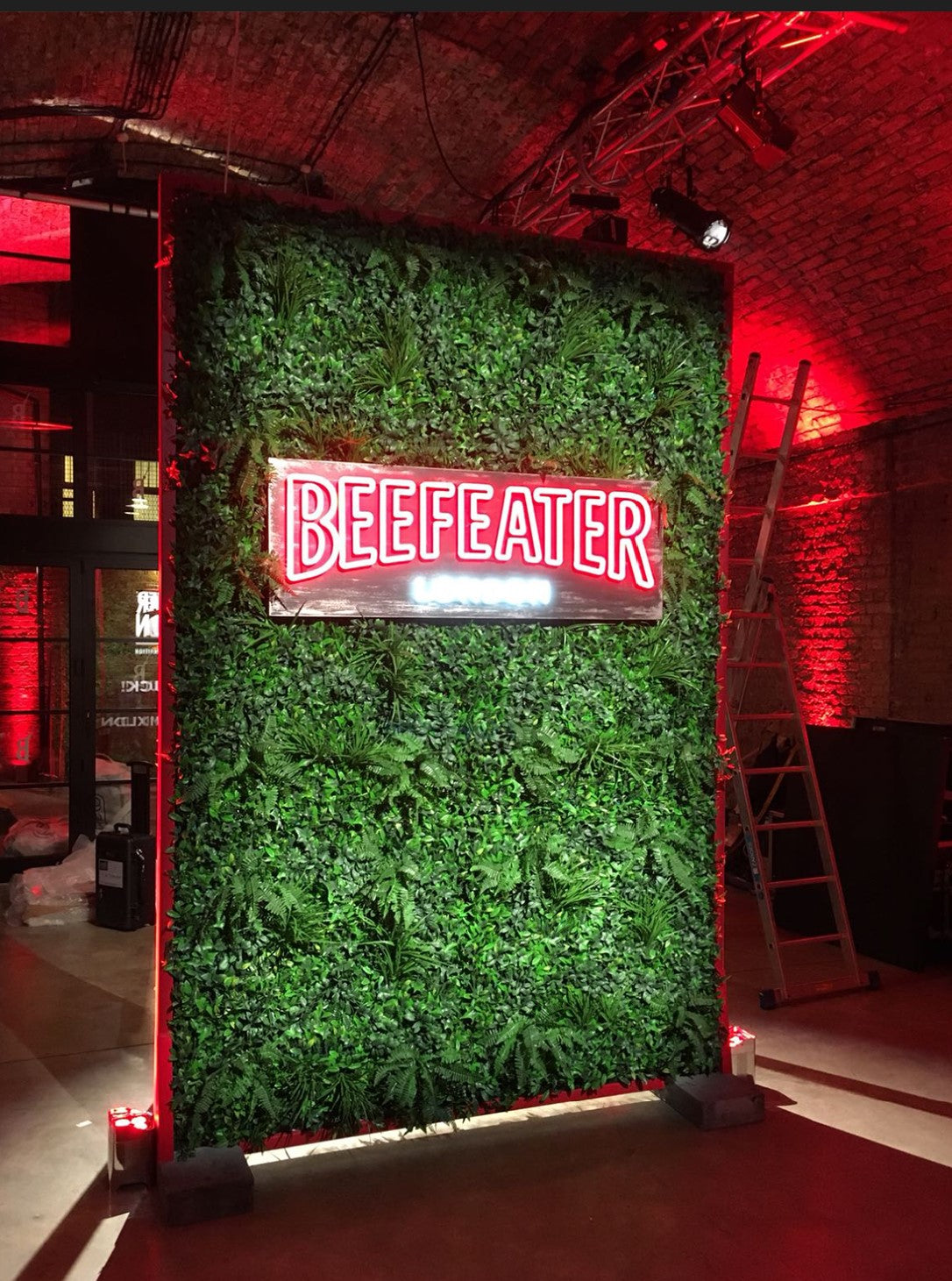 Artificial green wall mixed plant panel with ferns and grasses 100x100 cm - www.greenplantwalls.co.uk