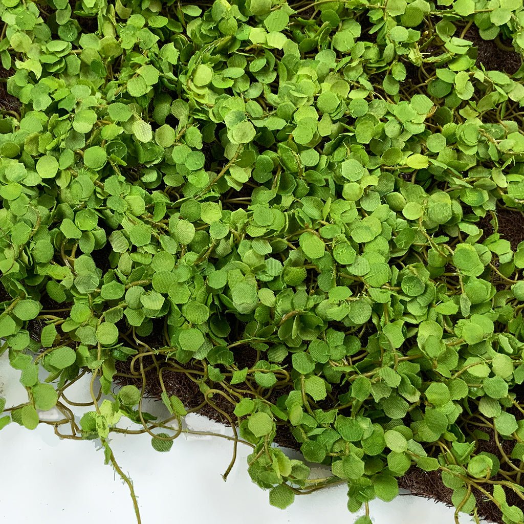 Artificial green twig moss panel with dense leaflike foliage, square 49x49 cm