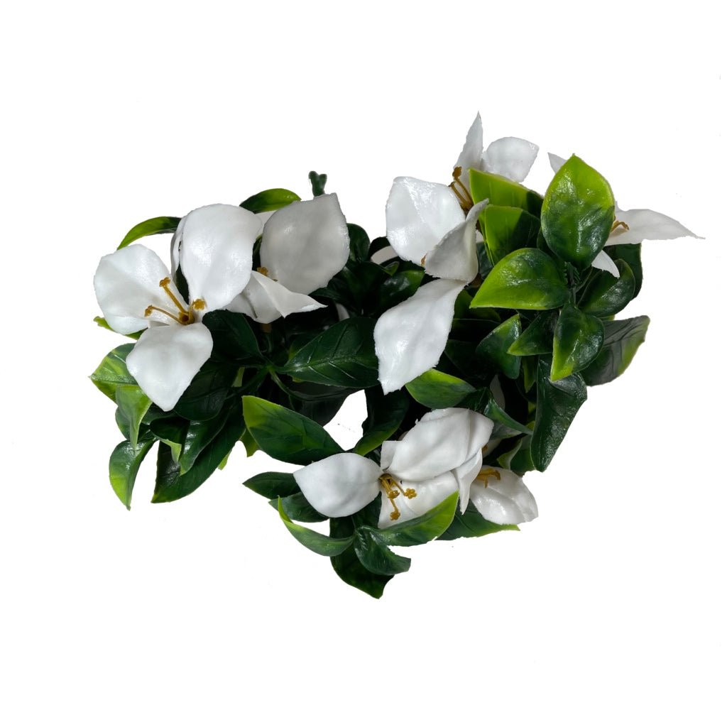 White flower and foliage bundle with white blossoms and green leaves, x2