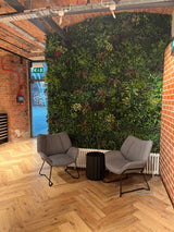 Artificial green wall 1m2 panel with mixed green foliage with yellow and white flowers
