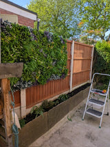 Artificial green wall 1m2 panel with mixed green, white and purple plants