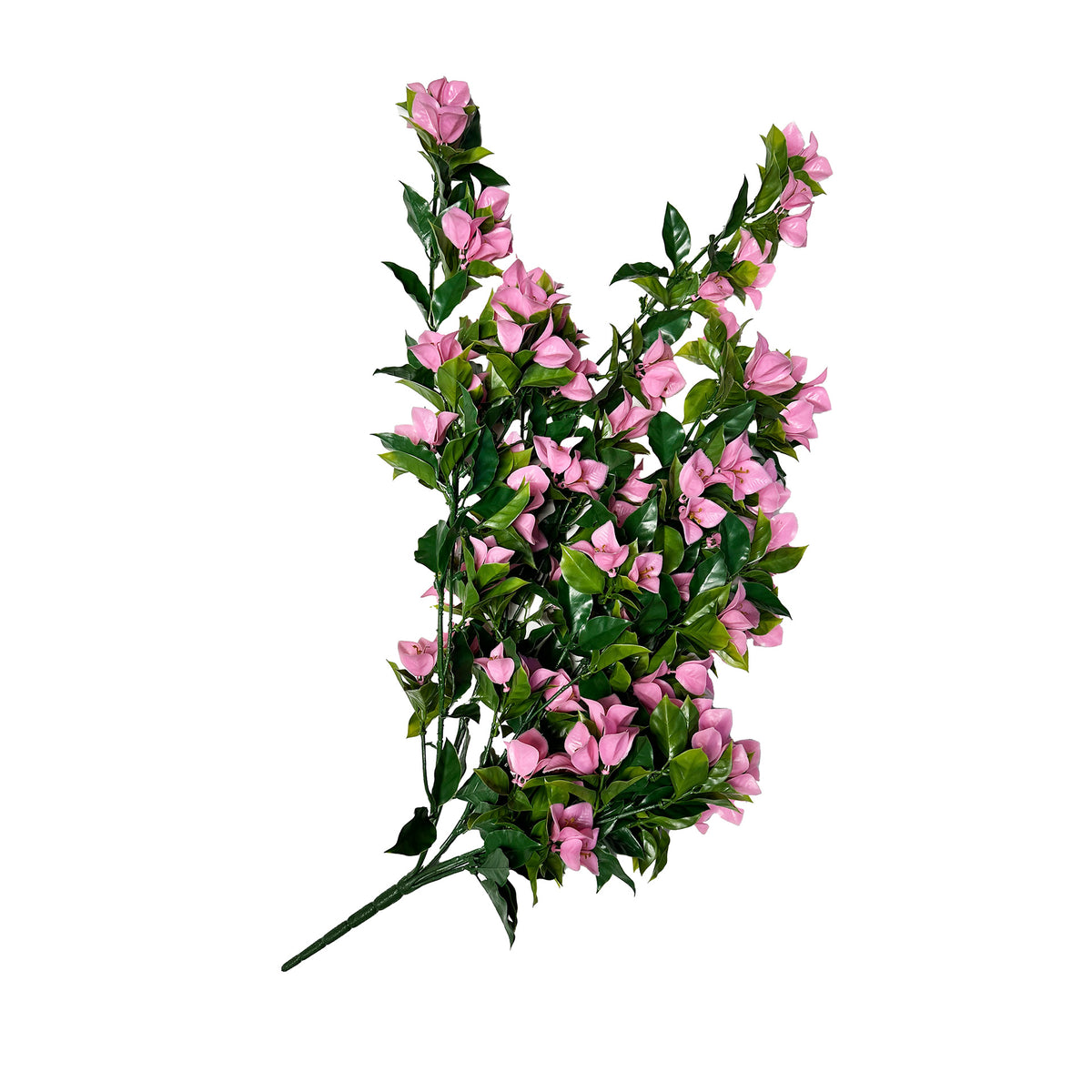Artificial trailing pink Bougainvillea plant with pink blooms and green leaves