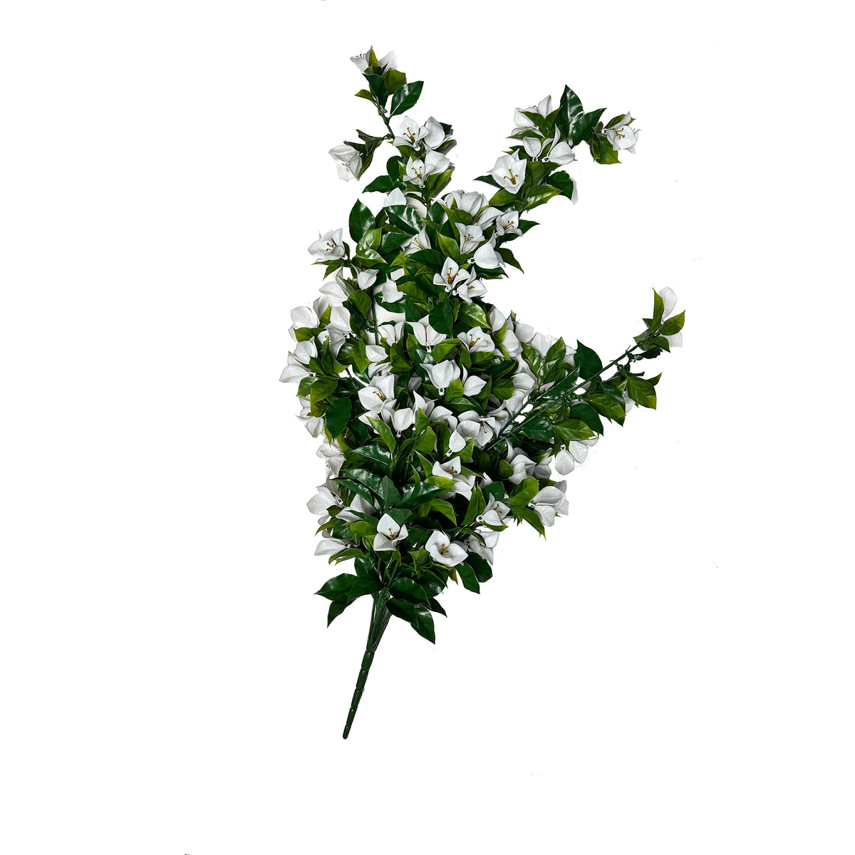 Artificial trailing white bougainvillea plant with green leaves and white flowers