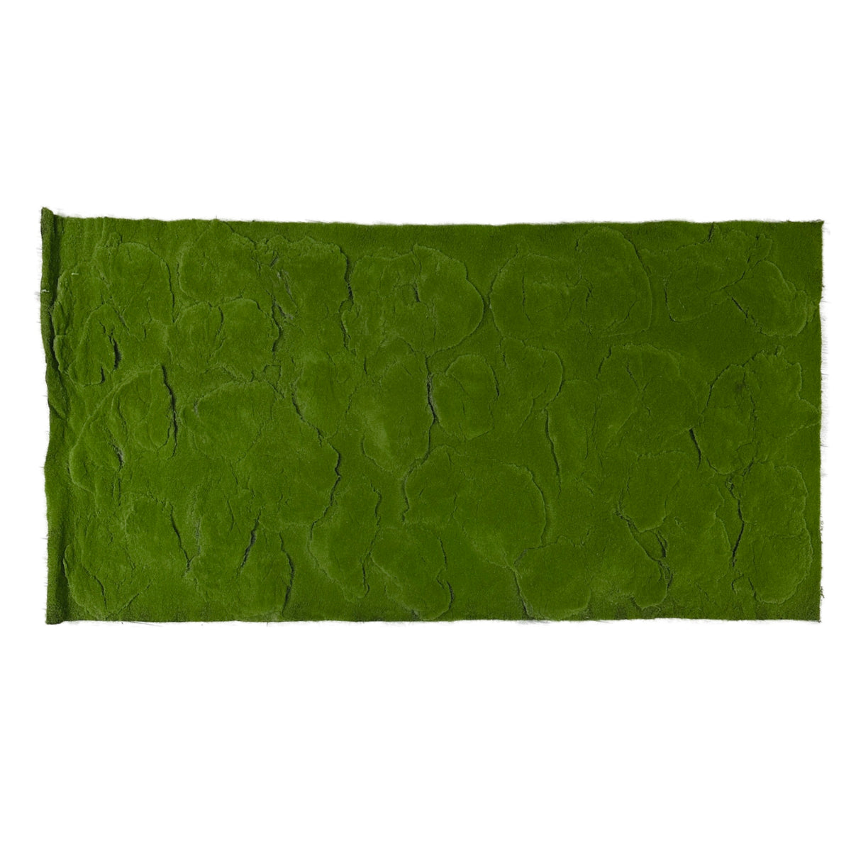 Artificial moss panel, bright green textured rectangle with lumpy surface
