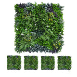 Artificial green wall 1m2 panel with mixed green, white and purple plants - 5 x 1m2 panels
