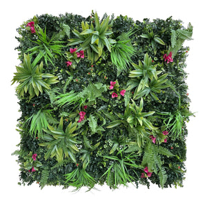 Artificial green walls with flowers