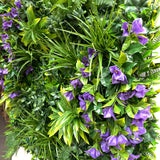 Artificial green wall panel with variegated foliage and purple trailing bougainvillea 100x100 cm