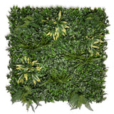 FR Artificial green wall panel with variegated foliage ivy palms grasses and ferns 100x100 cm