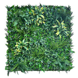 FR Artificial green wall panel with variegated foliage ivy palms grasses and ferns 100x100 cm