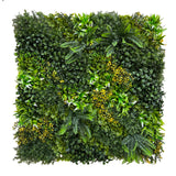 Artificial green wall panel with ferns small yellow leaves and oyster plants 100x100 cm