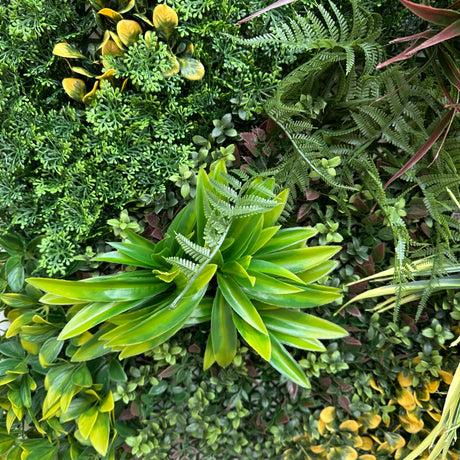 Artificial green wall panel with green & yellow foliage 100x100 cm