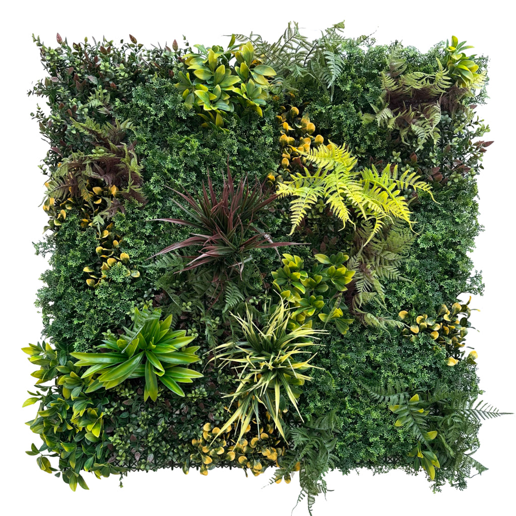 Artificial green wall panel with green & yellow foliage 100x100 cm