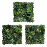 Combo of 3 x 1m2 artificial green wall panels with variegated mixed green red white yellow foliage