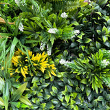 Combo of 3 x 1m2 artificial green wall panels with variegated mixed green red white yellow orange foliage