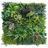 Combo of 3 x 1m2 artificial green wall panel with variegated mixed green red white yellow foliage