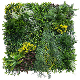 Combo of 3 x 1m2 artificial green wall panels with variegated mixed green red white yellow orange foliage
