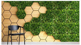 Artificial mixed green foliage in a hexagon Aluminium frame