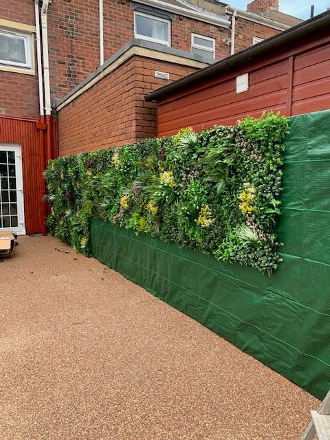 Combo of 3 x 1m2 Artificial green wall panels with mixed green red white yellow foliage